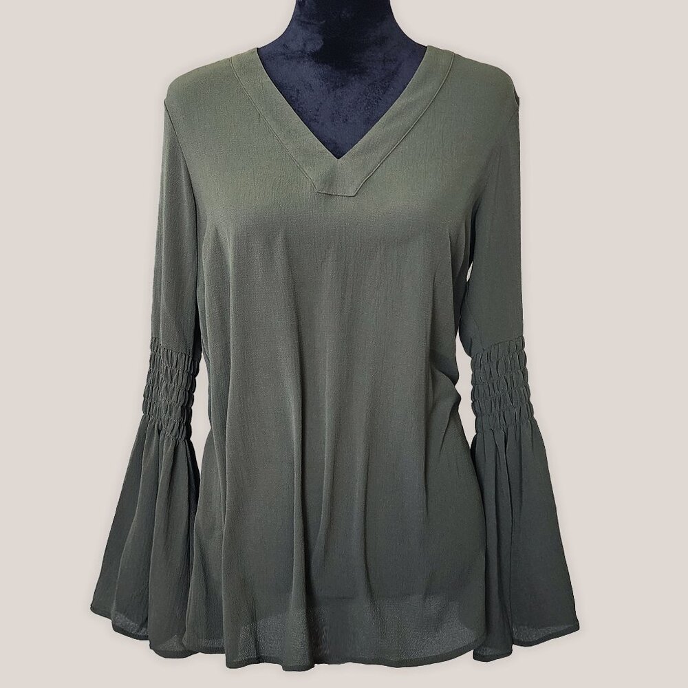 MICHAEL by Michael Kors Long Sleeve Green Bohemian Top with Bell Sleeves